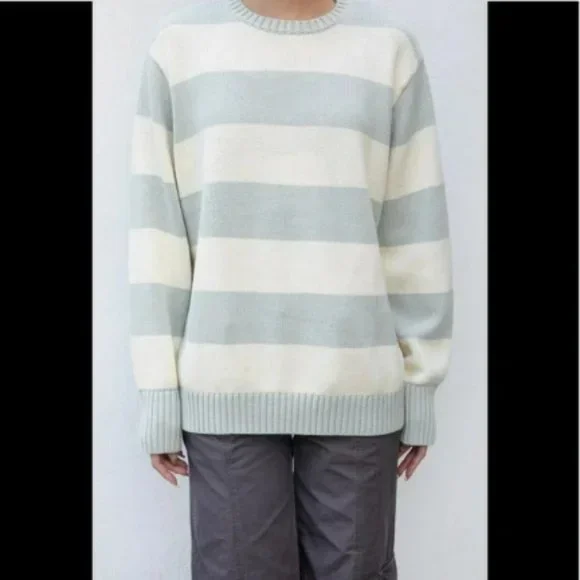 White Striped Green And Blue Striped Sweater Brandy Brianna
